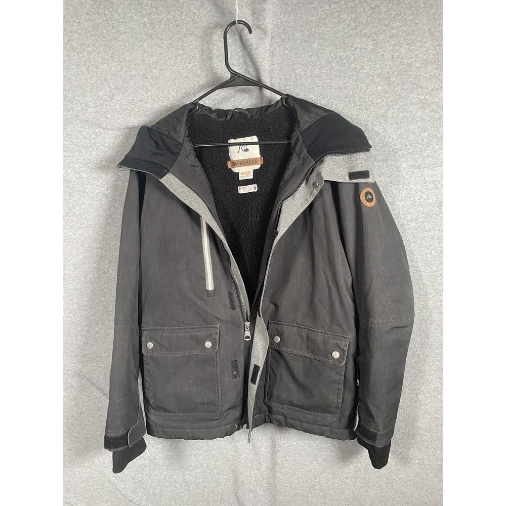 Quiksilver DryFlight 10K Jacket Youth XL 16 Black Snowboard Ski Sherpa Hooded